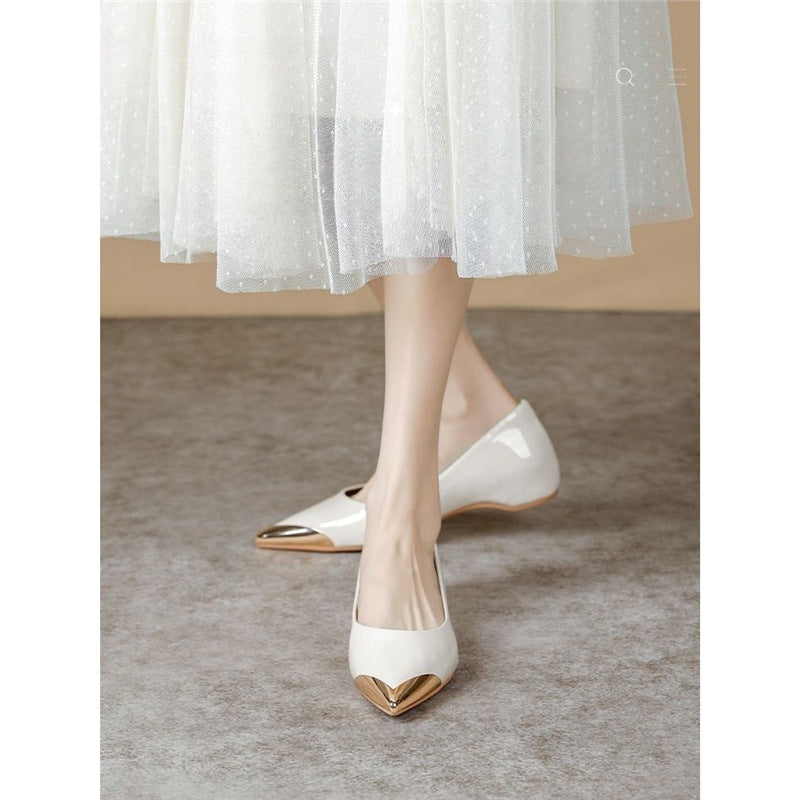 Damen Spitz zulaufende Ballerinas mit Leopardenmuster und metallischer Zehenkappe Shop Nory