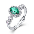 Oval synthetischer Edelstein Halo Sterlingsilber verstellbarer Stapel-Cocktailring