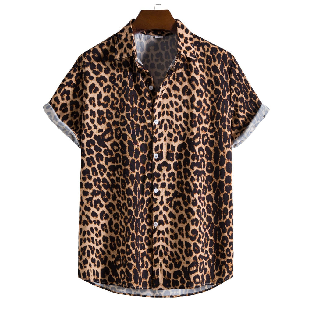 Damen Kurzarmhemd im Leopardenmuster Shopnory