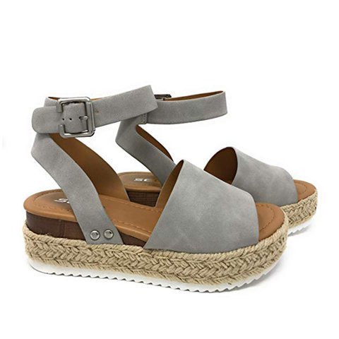 Damen Espadrille-Sandalen mit elegantem Schnallenverschluss und weichem Fußbett