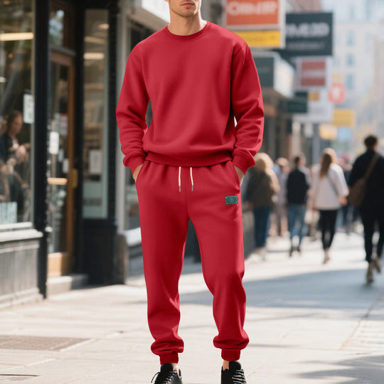 Herren lässiger Freizeitanzug mit weichem Fleece und elastischem Bund