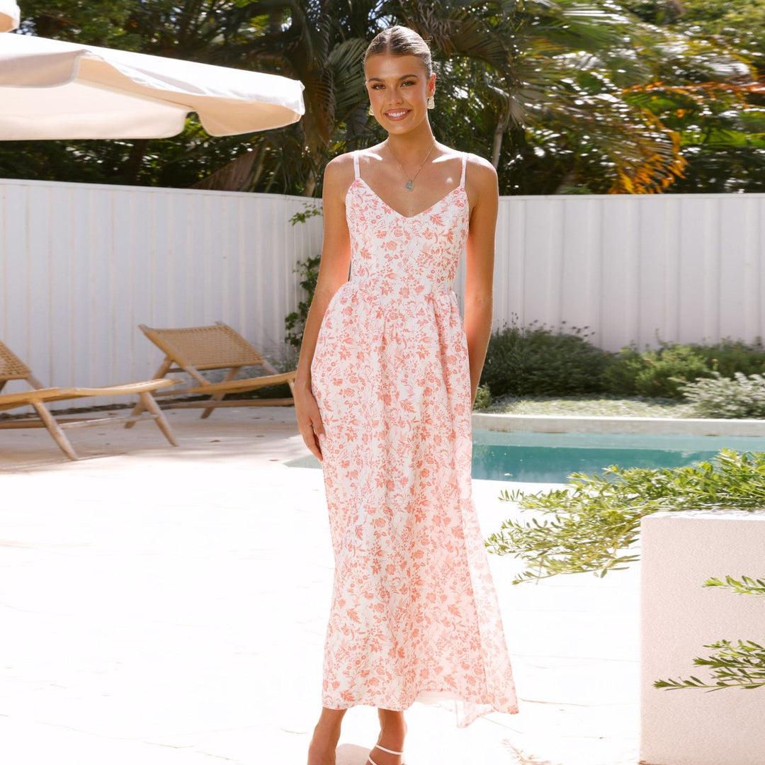 Damen Maxi-Kleid mit floralen Mustern