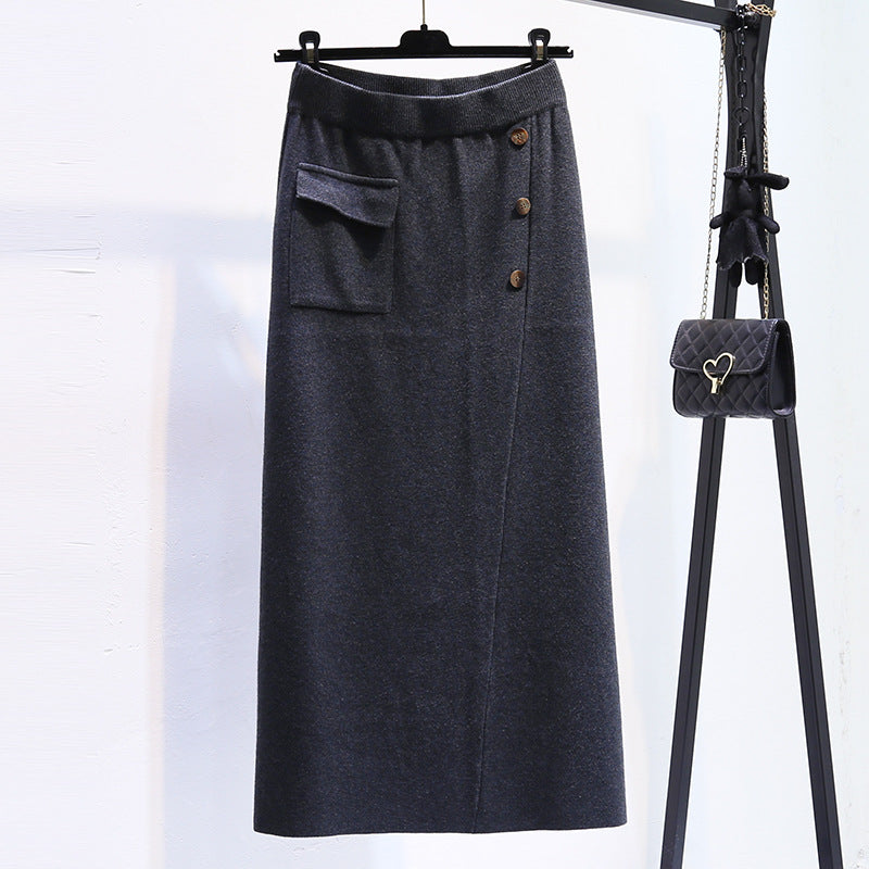 Damen Eleganter Strickrock mit praktischer Seitentasche Shop Nory
