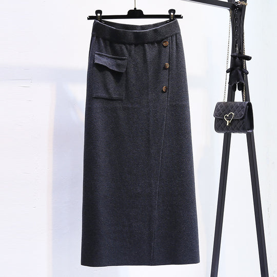 Damen Eleganter Strickrock mit praktischer Seitentasche Shop Nory