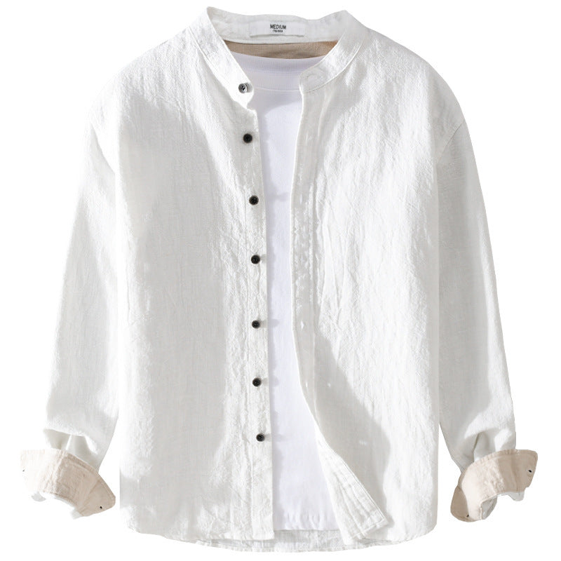 Herren Mandarinhemd aus Leinen‑Baumwollmix, Relaxed Fit Shop Nory