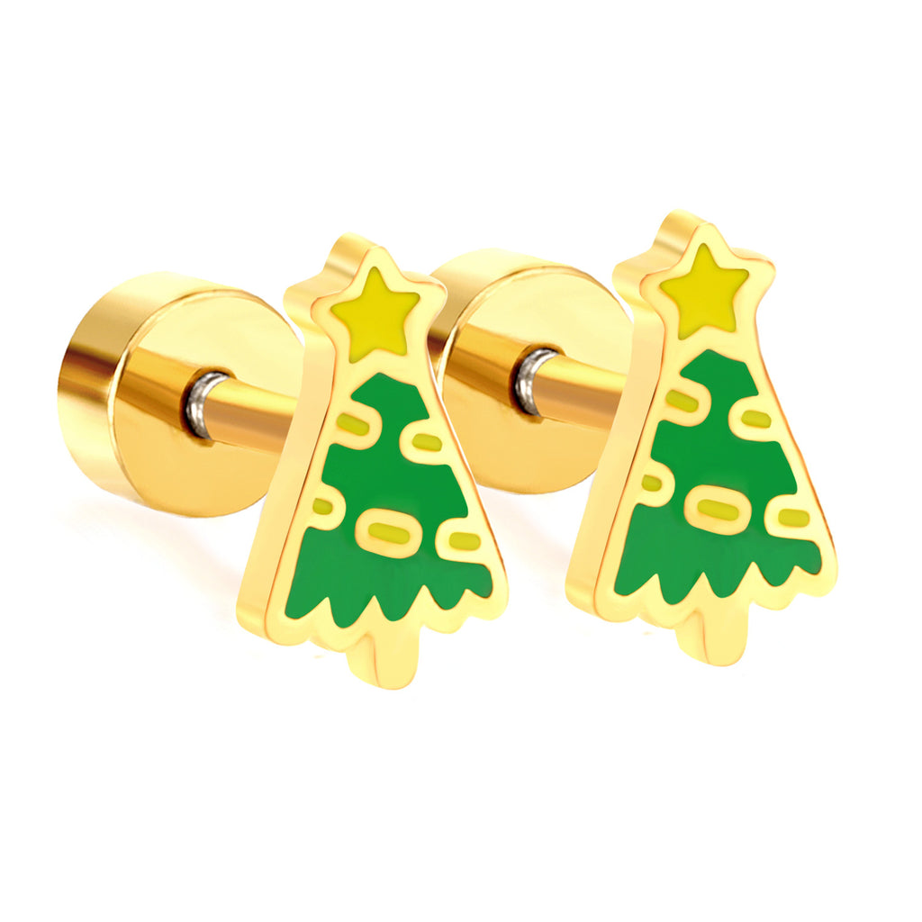 Damen Ohrstecker mit festlichem Weihnachtsbaum-Motiv Shop Nory