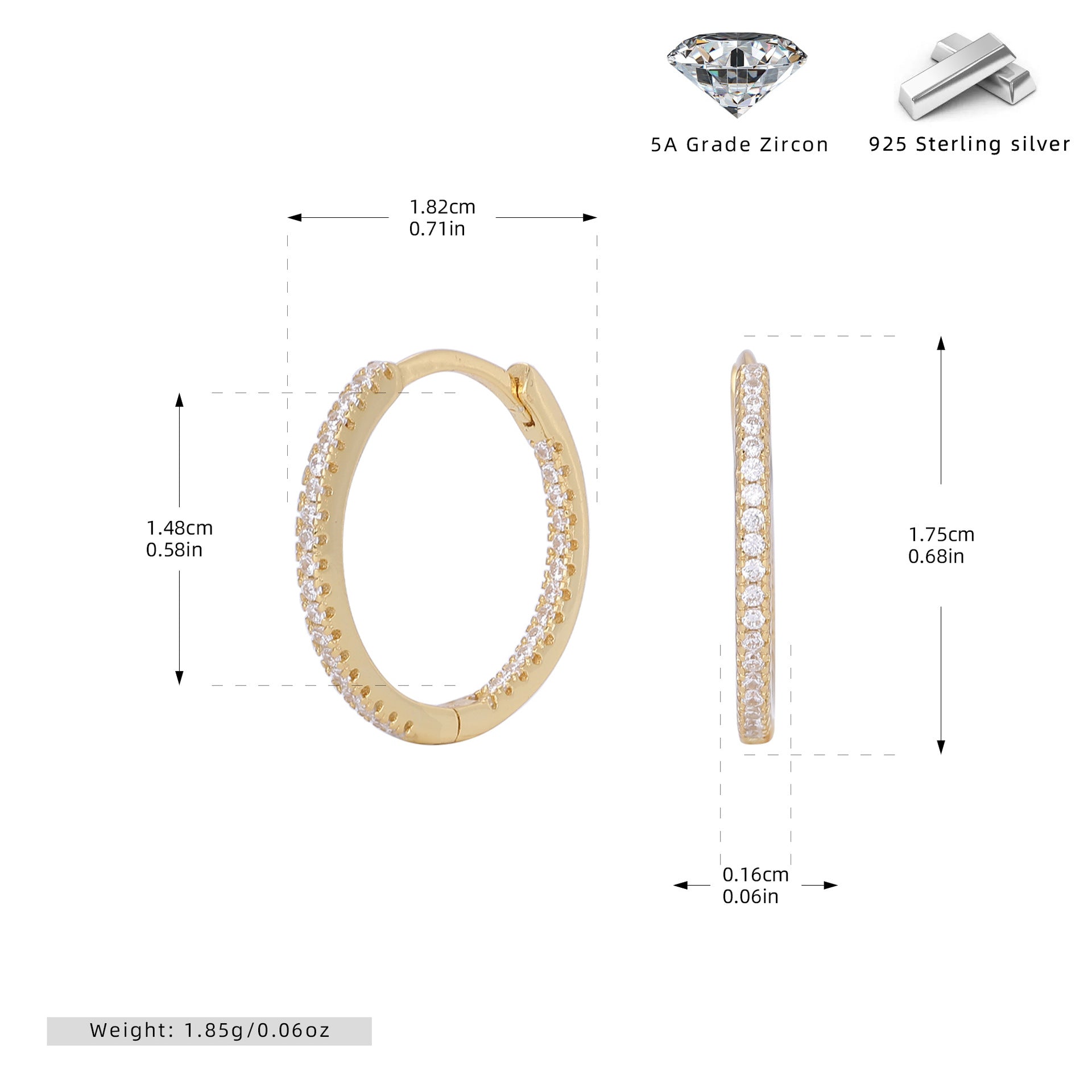 Damen Creolenohrringe mit funkelndem Zirkonbesatz aus 925 Sterling Silber Shop Nory