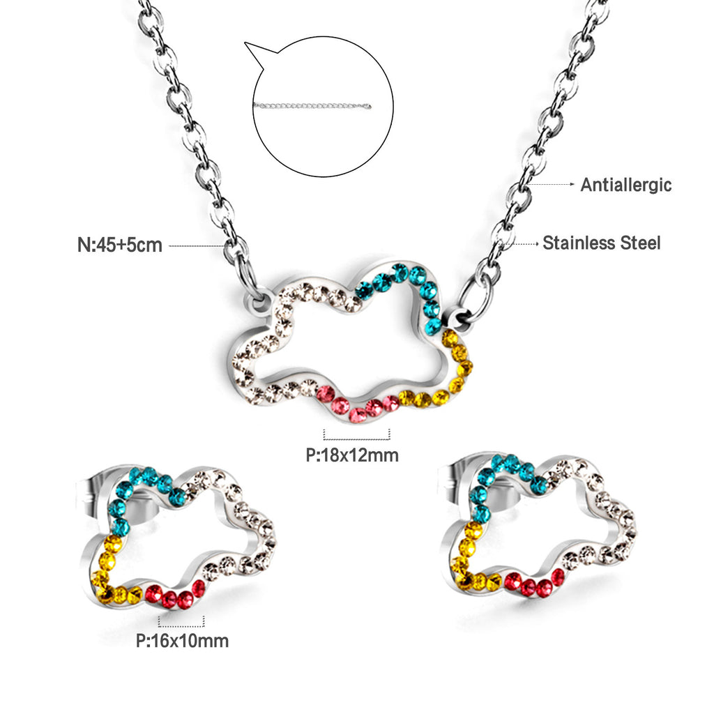 Damen Schmuckset mit funkelnden, bunten Kristallanhängern Shop Nory