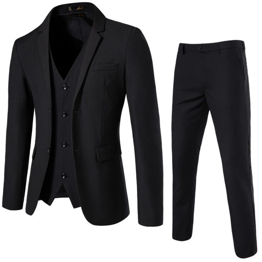Herren Dreiteiliges tailliertes Anzugset mit Slim‑Sakko, Weste und schmaler Flachbundhose Shop Nory