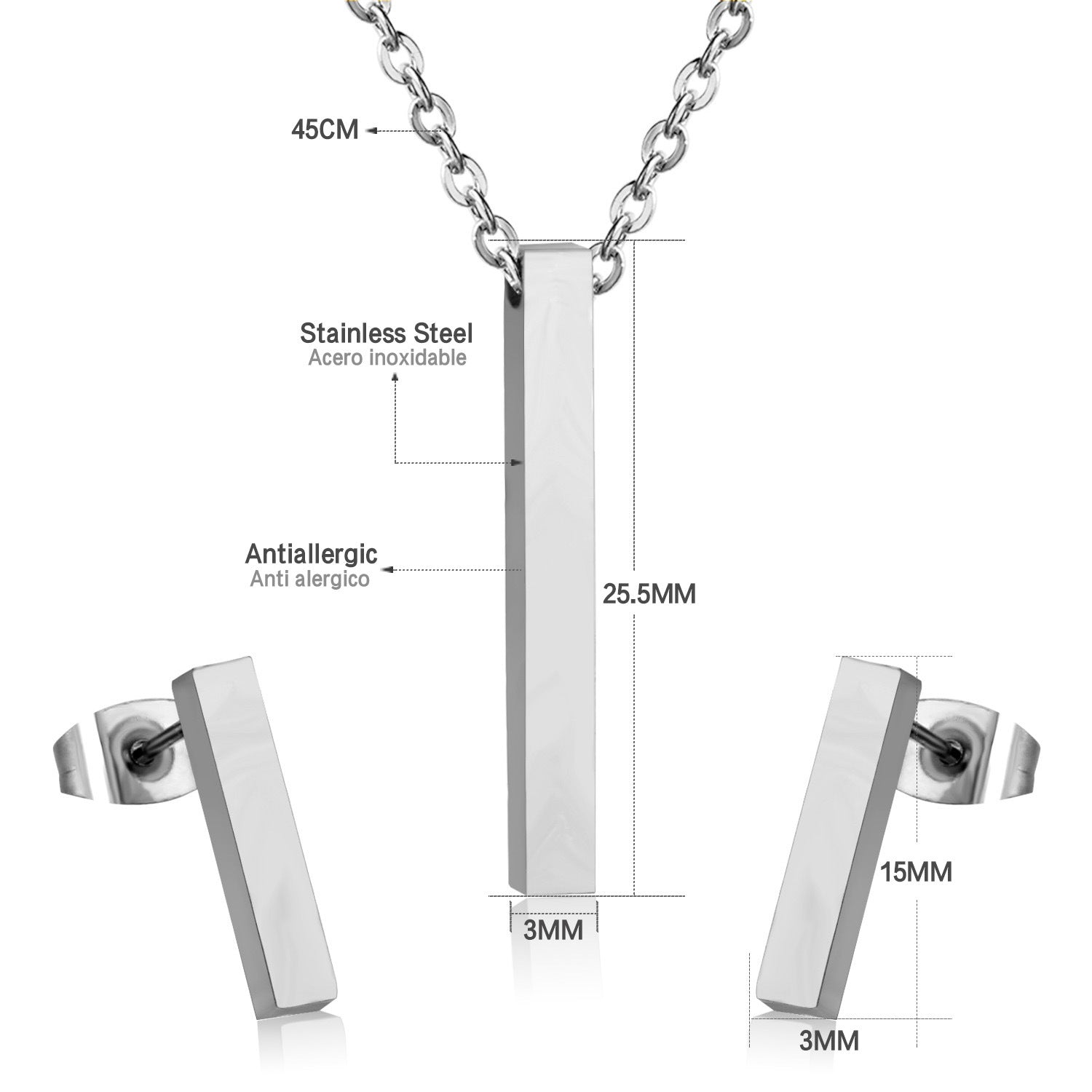 Damen modernes Edelstahl Schmuckset Shop Nory