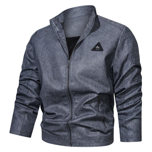 Herren Denim‑Optik Bomberjacke mit Stehkragen, gesteppter Schulterpasse und Reißverschluss Shop Nory