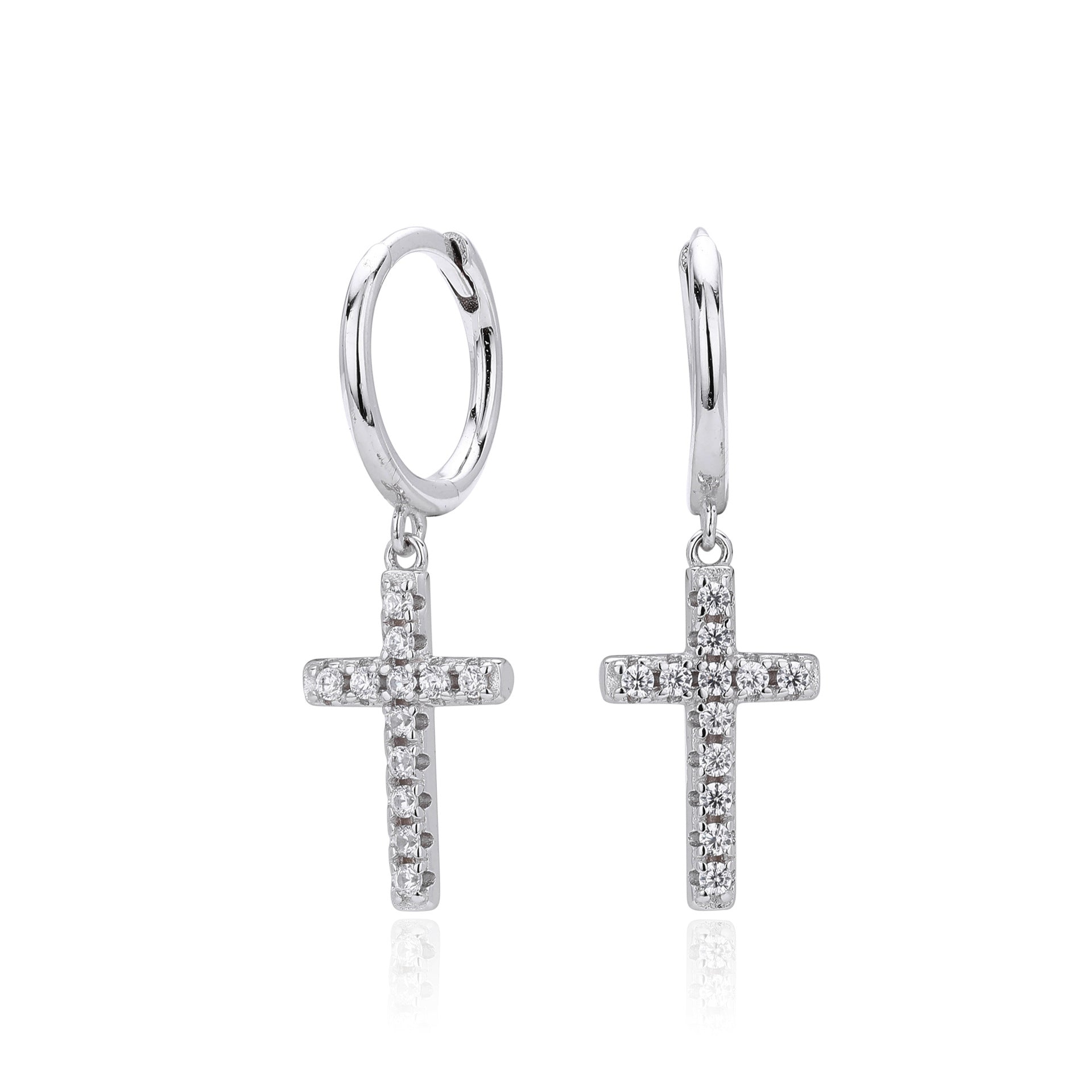 Damen Ohrringe mit Kreuz-Design aus 925 Sterling Silber und hochwertigem Zirkon Shop Nory
