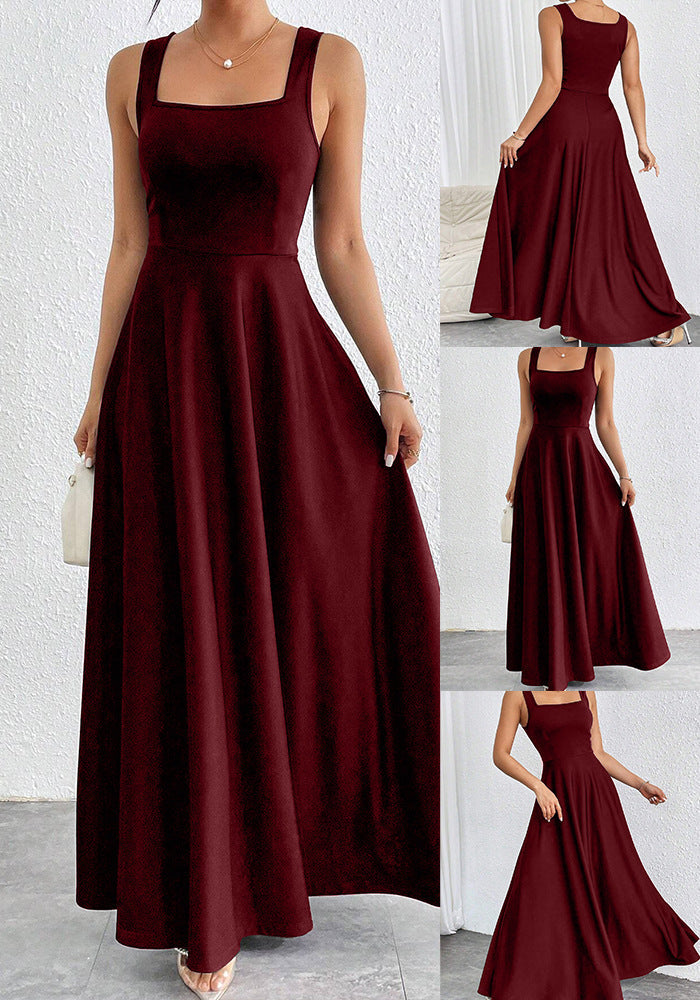 Elegantes Damen Maxikleid mit weichem Schnitt & quadratischem Ausschnitt