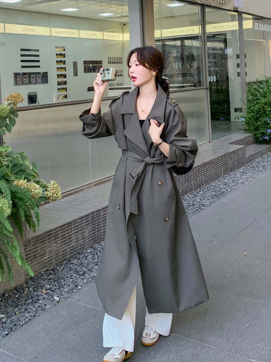 Damen Oversize Mantel im Trench-Stil mit Raglanärmeln und doppelreihiger Knopfleiste Shop Nory