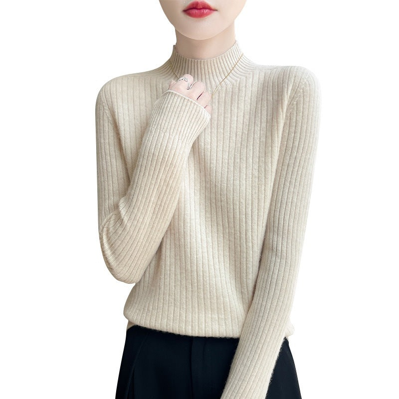 Damen Schmaler Rippenstrick-Mockneck mit extraweicher Kaschmir-Optik Shop Nory