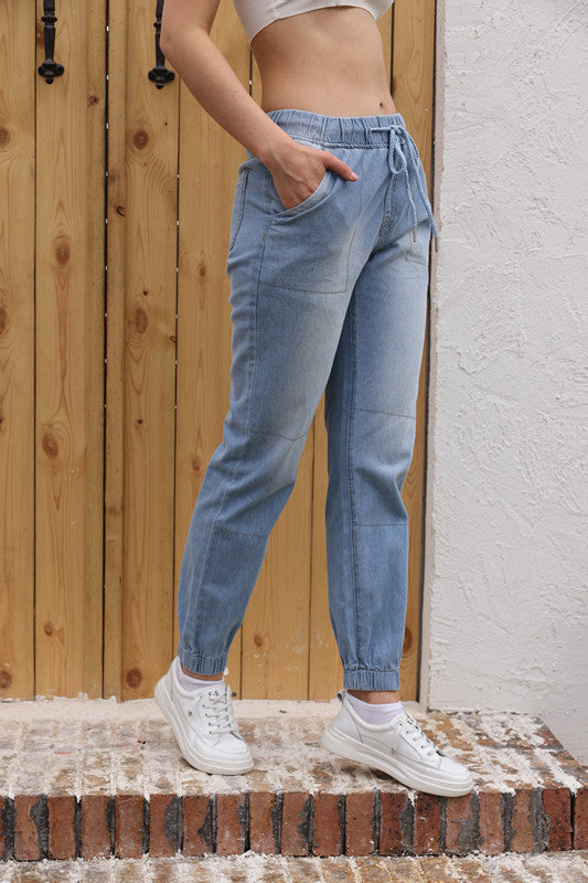 Damen lässige Cargo-Hose mit elastischem Bund und praktischen Taschen