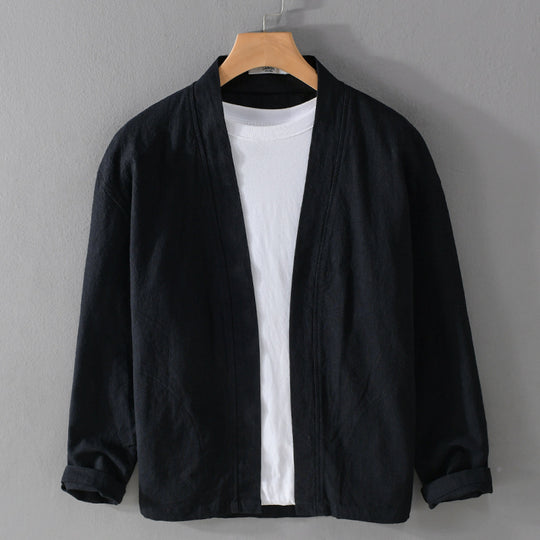 Herren Offene Leinen-Overjacket mit Kimono-Kragen und Relaxed-Fit Shop Nory