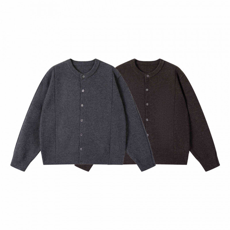 Unisex Boxiger Feinstrick-Cardigan mit Rundhals und durchgehender Knopfleiste Shop Nory