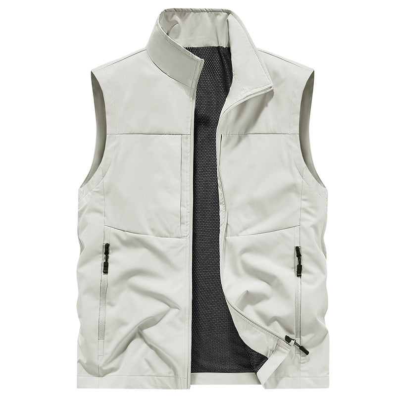 Herren Multifunktionale Outdoor-Weste mit winddichter Mikrofaser, Mesh-Innenfutter und verdeckten Reißverschlusstaschen Shop Nory