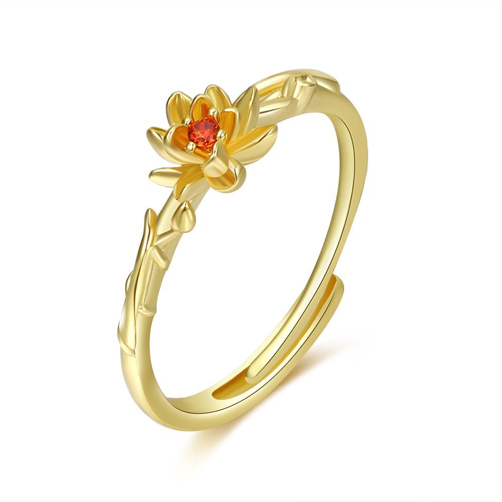 Damen Zarter Blumenring mit funkelndem Stein Shop Nory