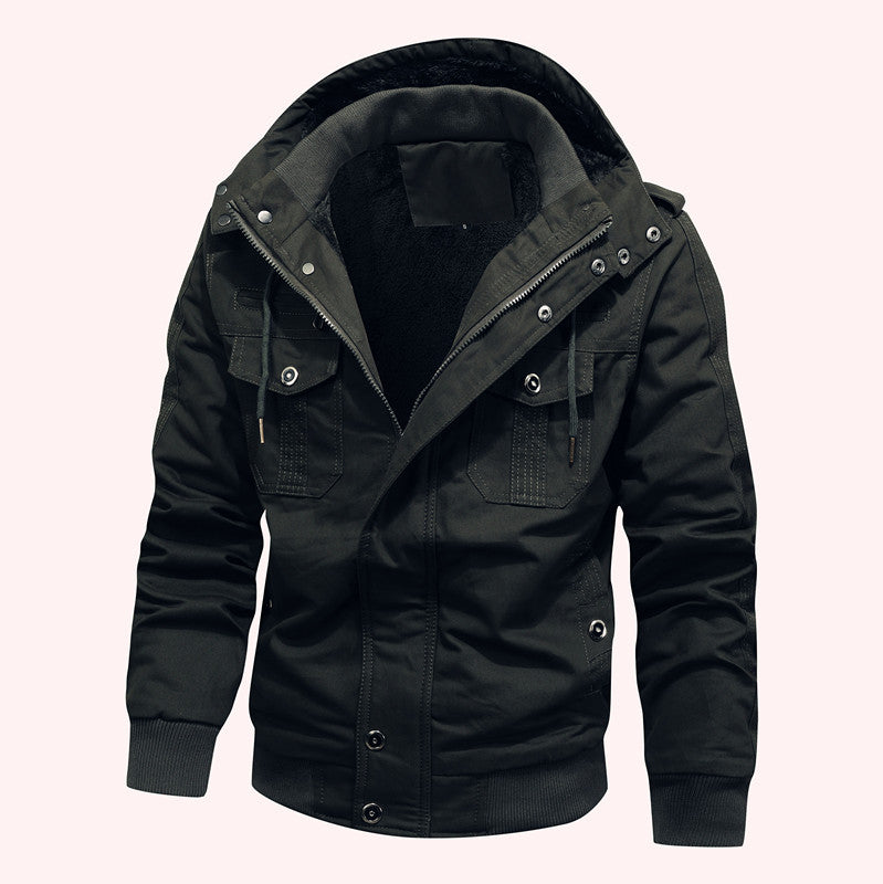 Herren Kapuzen-Canvasjacke mit Teddyfutter und Utility-Taschen Shop Nory