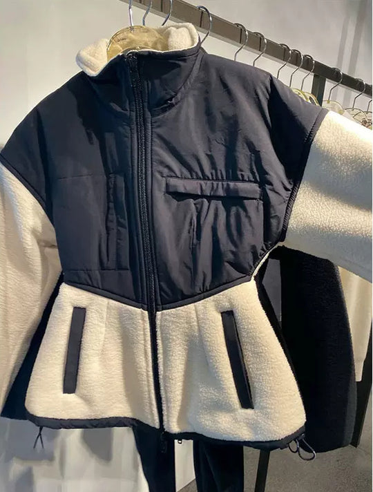 Damen modische Übergangsjacke mit hochgeschlossenem Kragen und praktischen Taschen Shop Nory