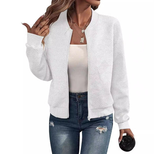 Damen lässige Bomberjacke mit feinem Strukturdesign und praktischen Taschen