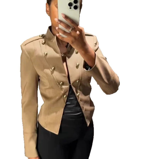Damen Kurzblazer im Militarystil mit doppelreihigen Zierknöpfen Shop Nory