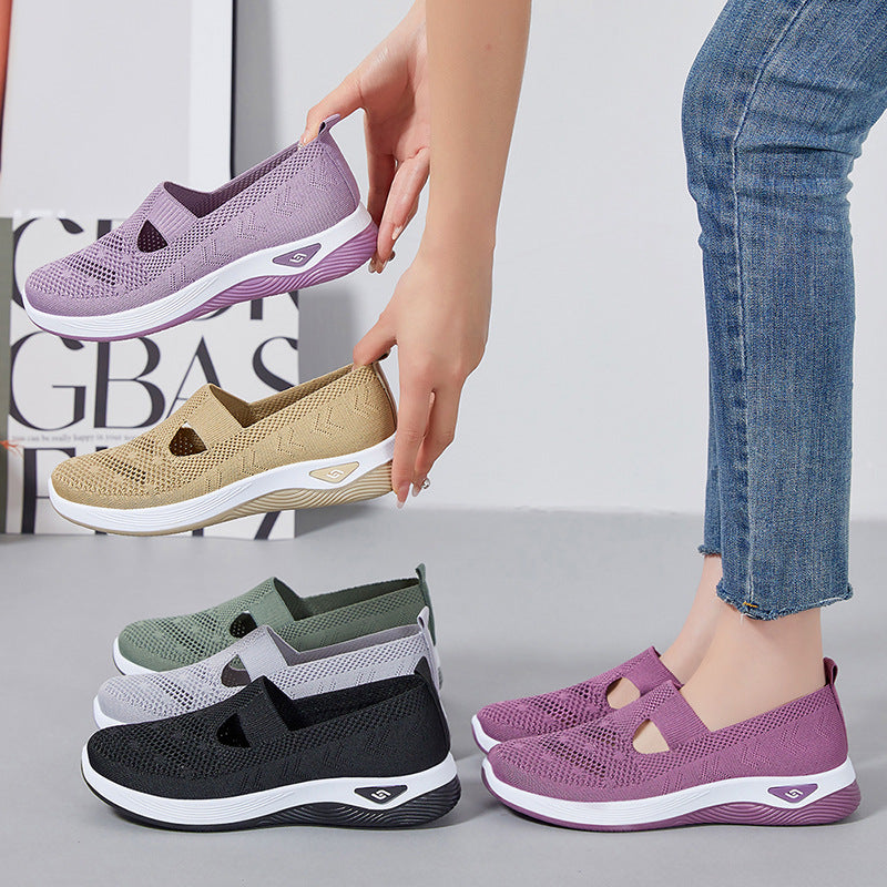 Damen nan leichter gestrickter Slipper-Sneaker mit elastischem Mittelriemen und ergonomischer Memory-Komfortsohle Shop Nory