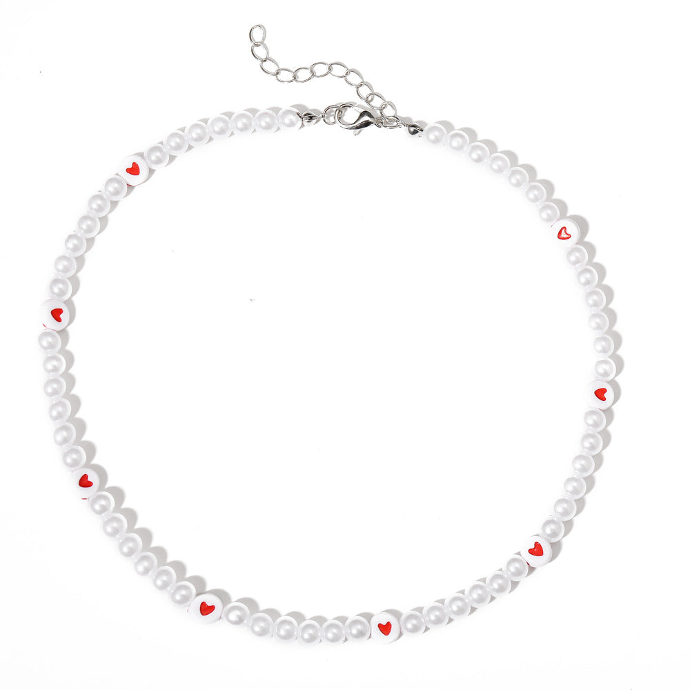 Damen Schmuckhalskette mit herzförmigen Perlen Shop Nory