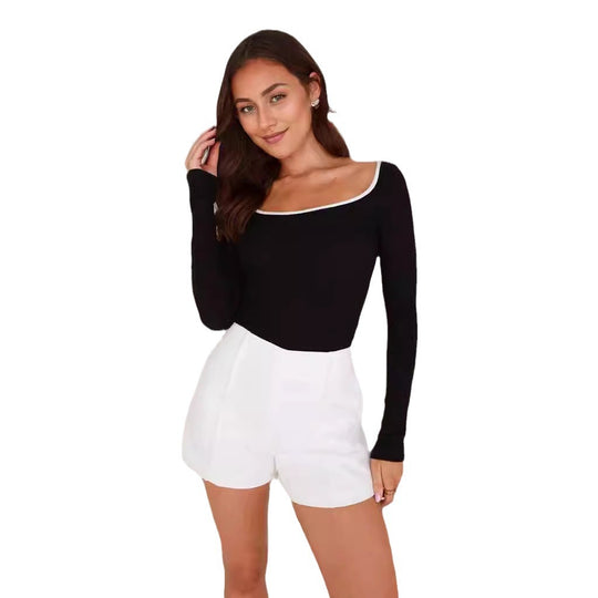 Damen Enganliegender High-Waist Minirock mit seitlichem V-Schlitz und Business-inspirierten Abnähern Shop Nory