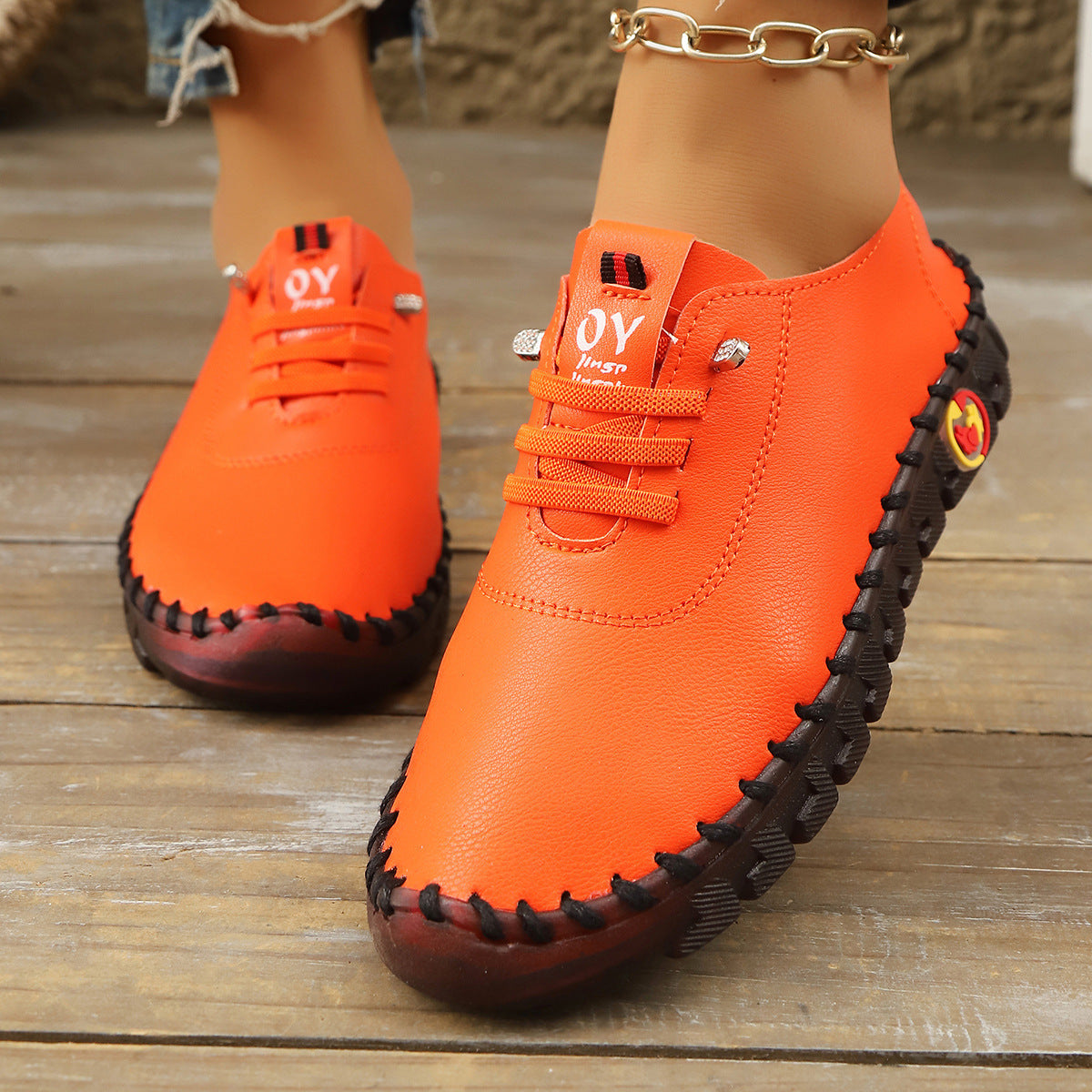 Damen Atmungsaktive und bequeme Freizeitschuhe mit elastischen Schnürsenkeln Shopnory