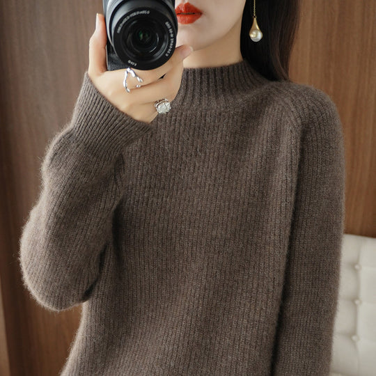 Damen Kurz-Stehkragenpullover aus feinem Feinstrick mit kaschmirähnlicher Weichheit und Raglanärmeln Shop Nory