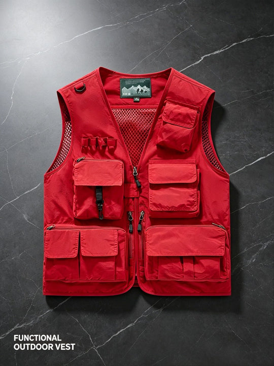 Unisex nan multifunktionale Outdoorweste mit zahlreichen Taschen und Netzfutter