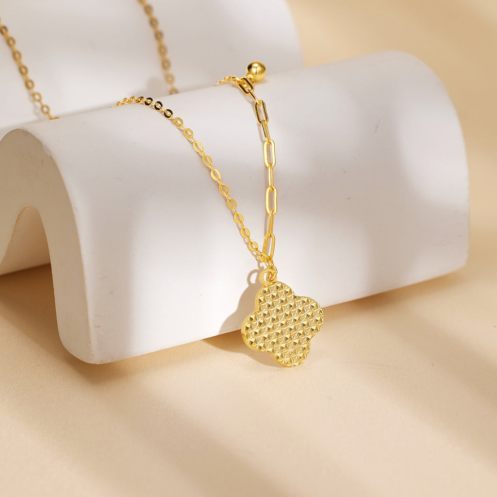 Damen filigrane Halskette mit blütenförmigem Anhänger und hochwertigem Goldbesatz Shop Nory