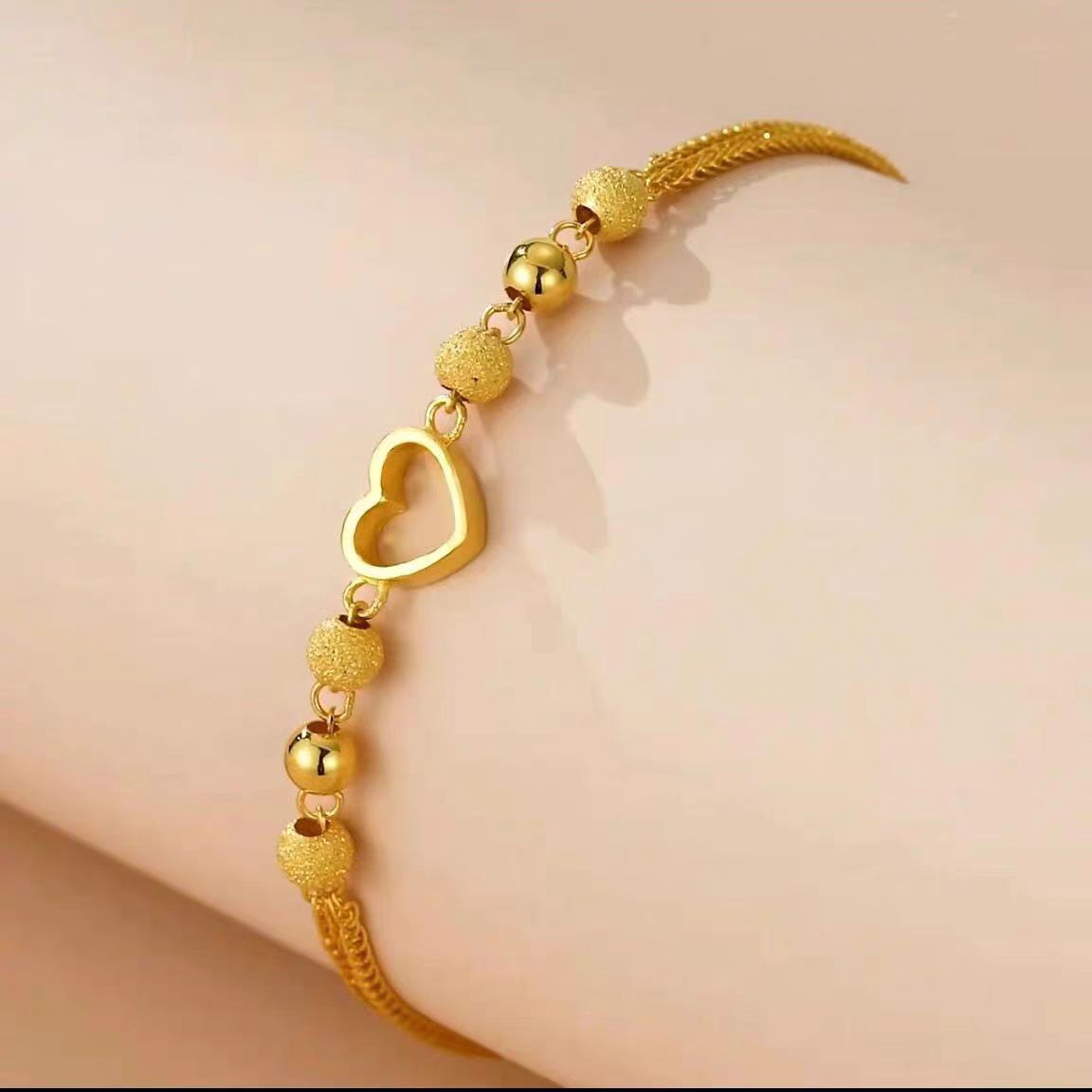 Damen Herz-Beschmückte Goldkette Fußkette Shop Nory