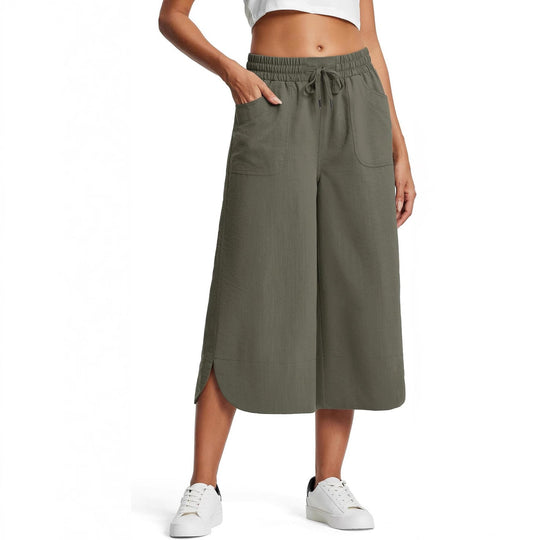 Damen bequeme Culotte mit elastischem Bund und praktischen Taschen