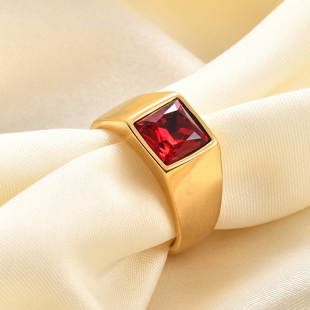 Herren Ring mit quadratischem, facettiertem Edelstein und modernem Design Shop Nory