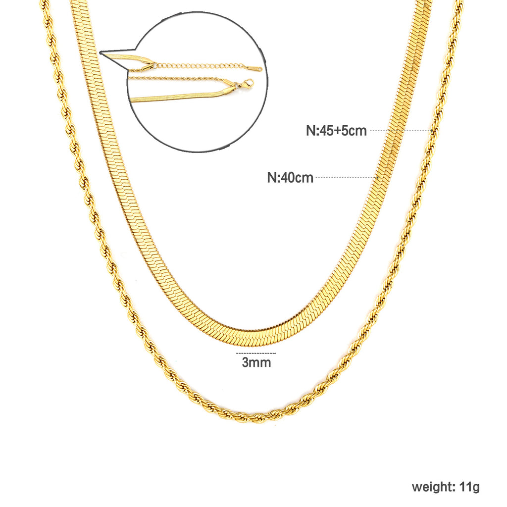 Damen Edelstahl Halskette mit goldplattierter Oberflächenstruktur und flexibel einstellbarer Länge Shop Nory