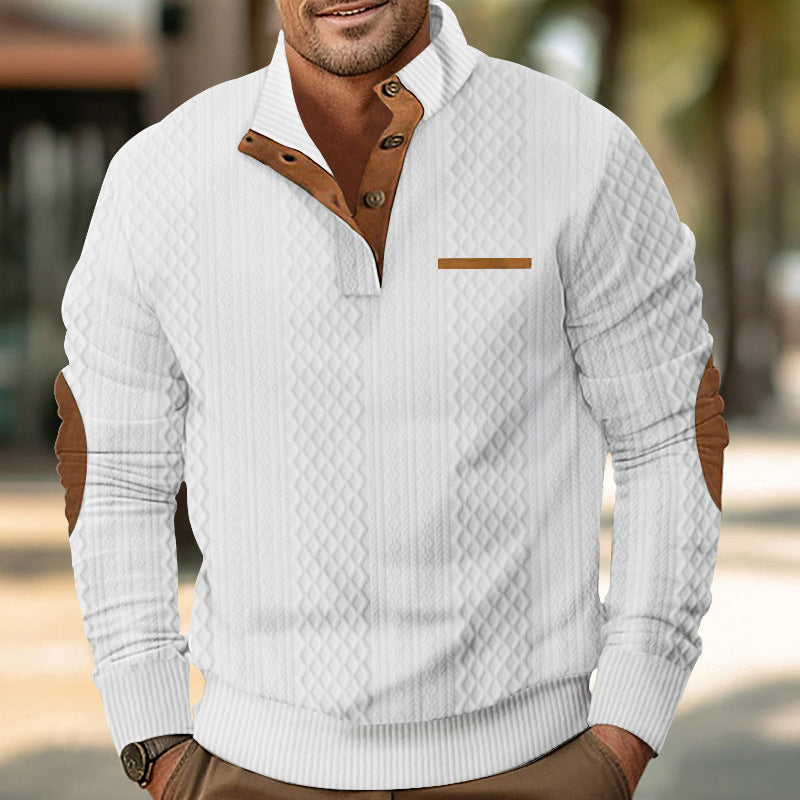 Herren Strickpullover mit modernem Kragen und strukturierter Oberfläche