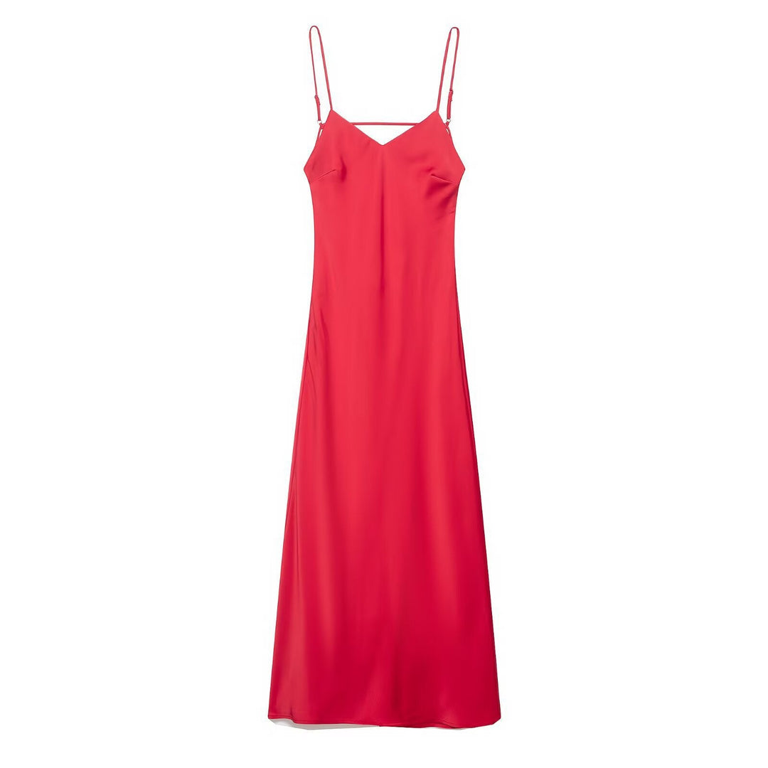 Damen Sommerliches Spaghettiträgerkleid mit schmeichelndem Schnitt und fließendem Stoff