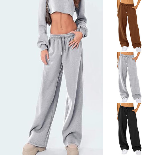 Damen nan hochwertige Relax-Hose mit hoher Taille, geradem Bein und integrierten Eingrifftaschen Shop Nory