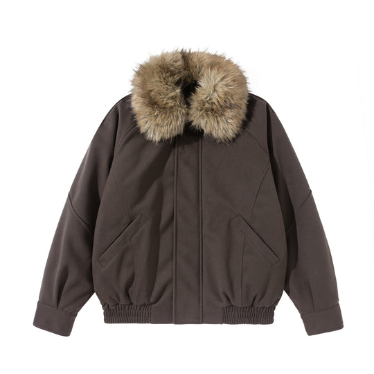 Damen Boxy Blouson mit voluminösem Kunstfellkragen und elastischem Saum Shop Nory