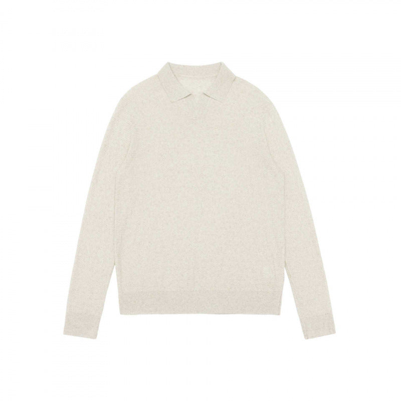 Unisex Feinstrick-Polo mit offenem Polokragen, leichtem Melange-Strick und gerippten Abschlüssen Shop Nory
