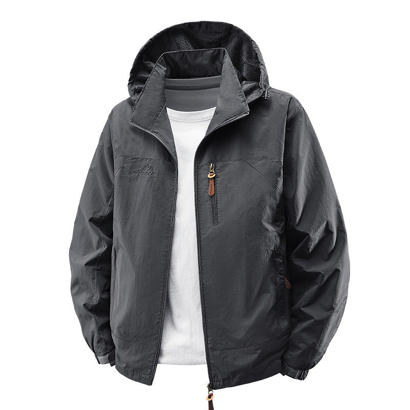 Herren Wasserabweisende ultraleichte Windjacke mit Kapuze, Reißverschluss und Brusttasche Shop Nory