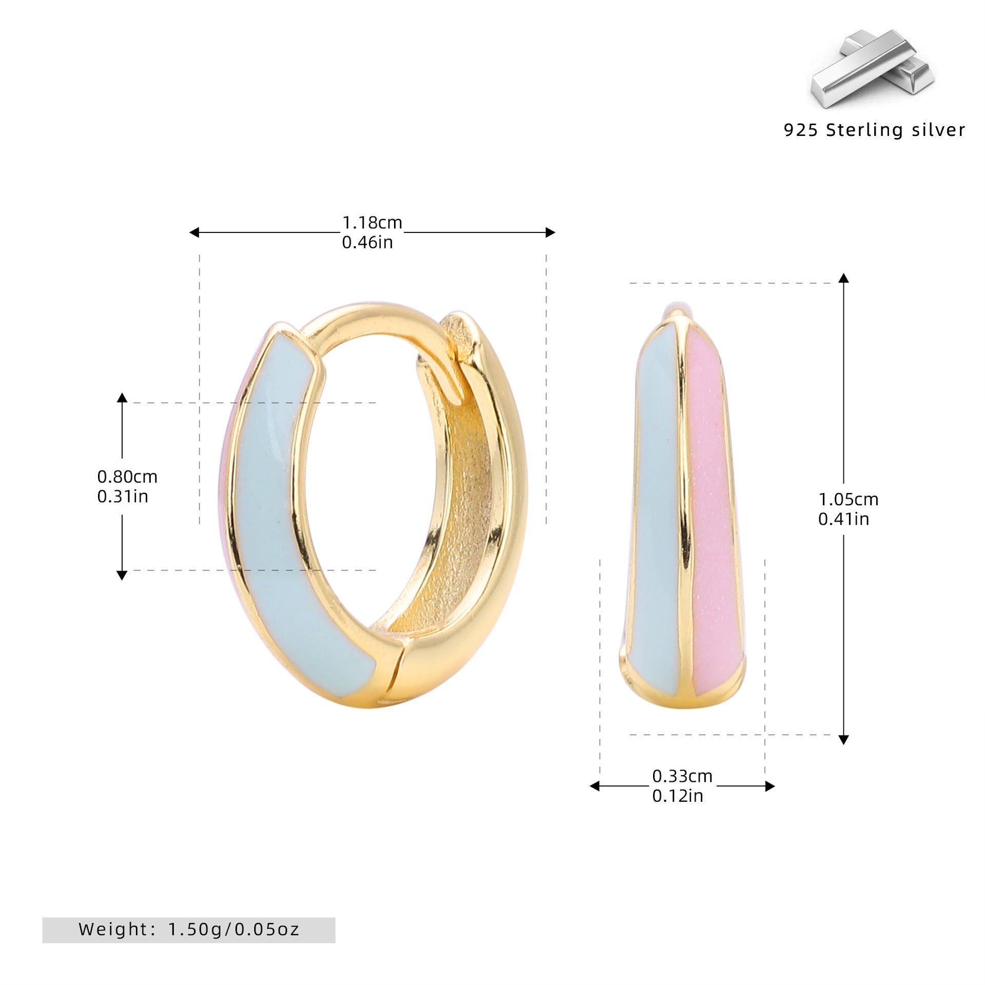Damen Creolen mit farbigem Emaille-Akzent Shop Nory