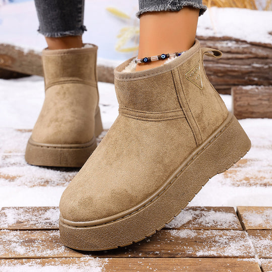 Damen Gefütterte Plateau-AnklShop Noryoots aus Veloursoptik mit Teddyfutter und griffiger Profilsohle Shop Nory