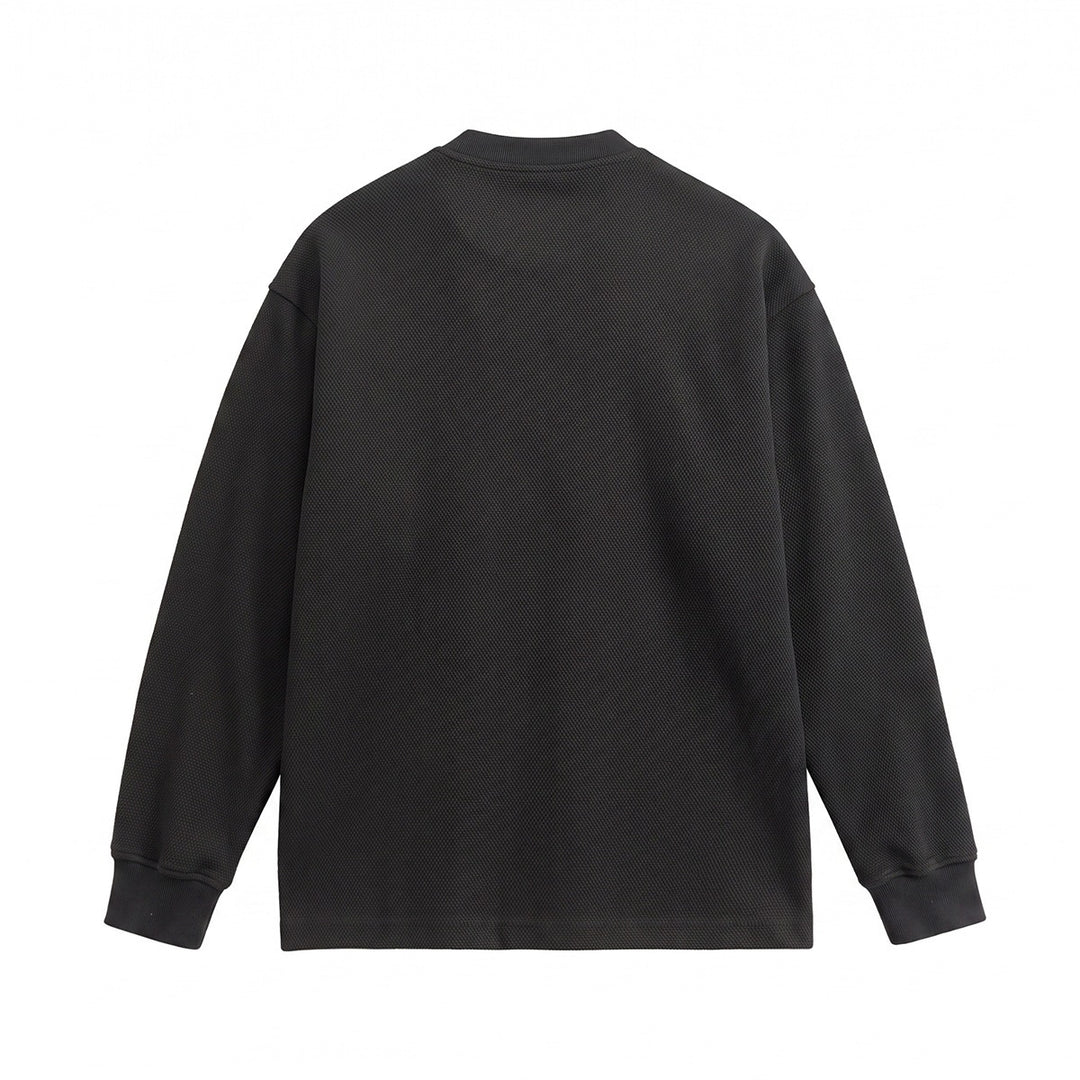 Unisex Weit geschnittenes Henley-Sweatshirt mit Waffelstruktur und Rippenbündchen Shop Nory