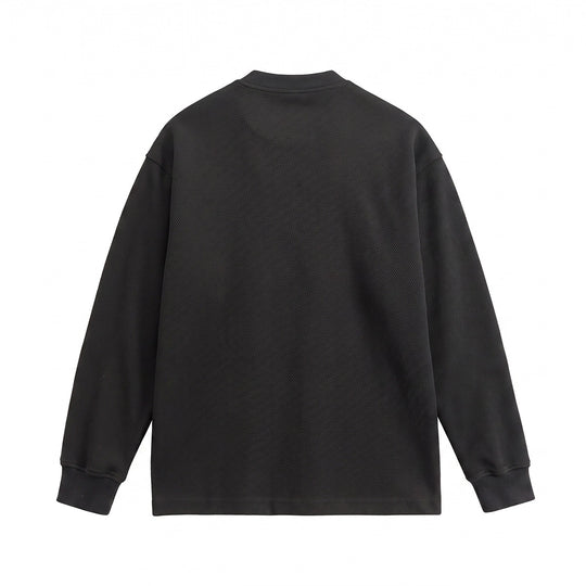 Unisex Weit geschnittenes Henley-Sweatshirt mit Waffelstruktur und Rippenbündchen Shop Nory