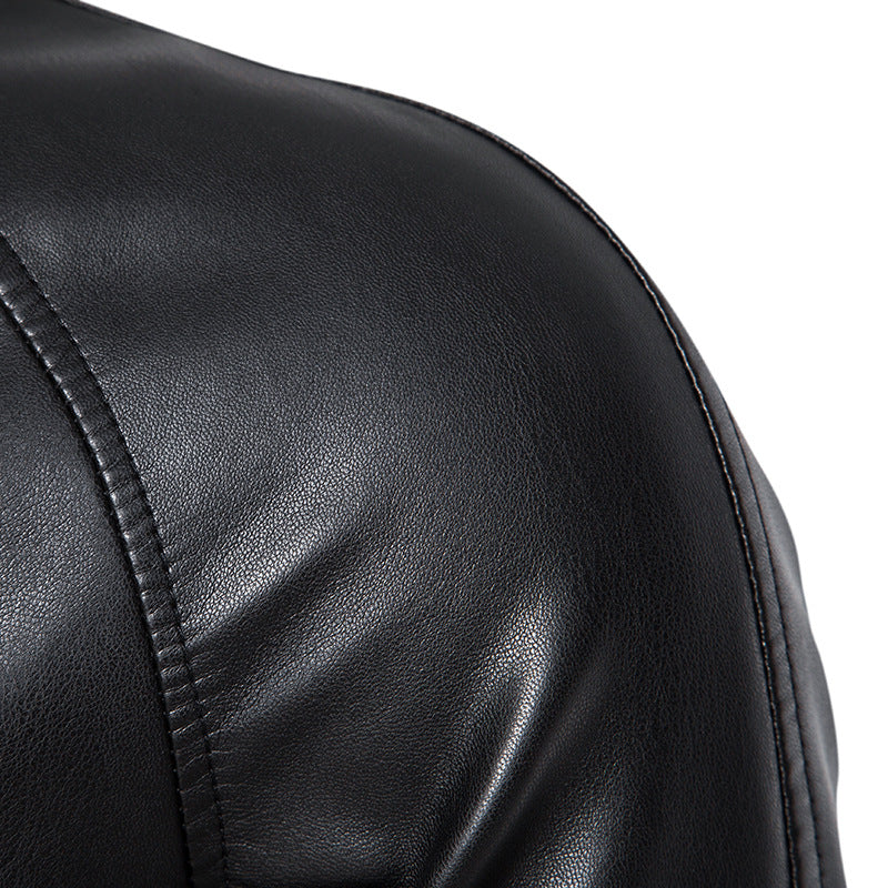 Herren Kunstleder-Bomberjacke im Slim-Fit mit Rippbündchen und verdecktem Reißverschlussleiste Shop Nory